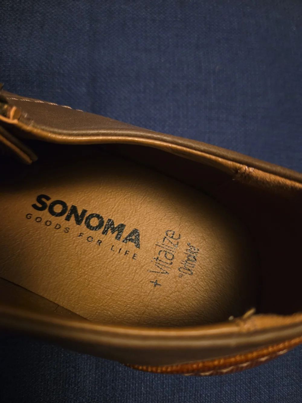 Sonoma Men's Brown Cap Toe Oxford Dress Shoes Side Zip Size 11 M